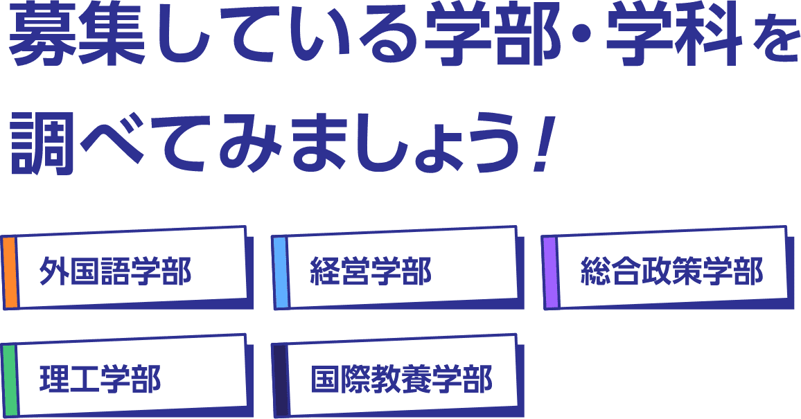 募集している学部・学科を調べてみましょう！